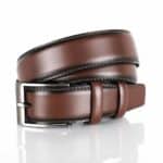 Férfi bőr öv Bremi barna, fekete szélekkel, normál csattal