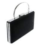 Alkalmi, színházi táska, fém szegély, strasszos, fekete