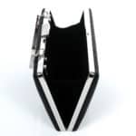 Alkalmi, színházi táska, fém szegély, strasszos, fekete