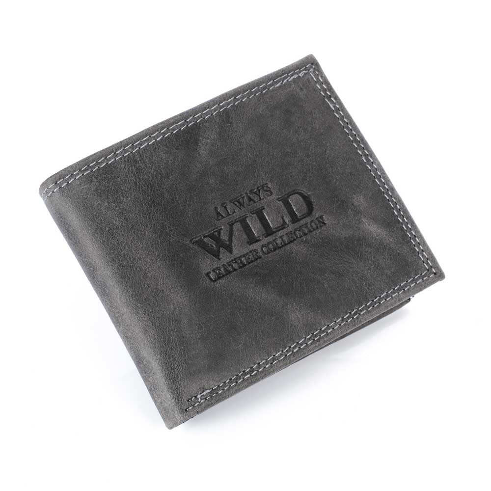 Férfi bőr pénztárca WILD N0035-CHM RFID kis méret, szürke (3) Férfi bőr pénztárca WILD N0035-CHM RFID kis méret, szürke