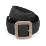 Elegáns öv, fonott, négyszög fém csattal, 26211 fekete