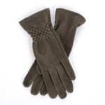 Női kesztyű passzés csuklórésszel, 30% pamut olívazöld (1)