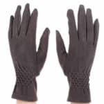 Női kesztyű passzés csuklórésszel, 30% pamut szürke (1)