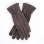 Női kesztyű passzés csuklórésszel, 30% pamut szürke (1)