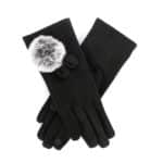 Női kesztyű szőrmebojttal 30% pamut, fekete (1)