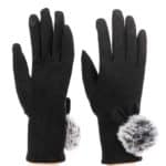 Női kesztyű szőrmebojttal 30% pamut, fekete (1)