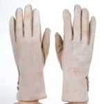 Női mintás kesztyű nyomott arany mintával bézs (1)