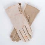 Női mintás kesztyű nyomott arany mintával bézs (1)