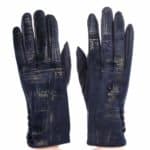 Női mintás kesztyű nyomott arany mintával kék (2)