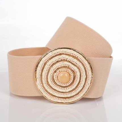 Női alkalmi öv kövekkel, rugalmas, drapp