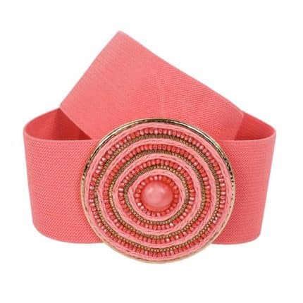 Női alkalmi öv kövekkel, rugalmas, rózsaszín
