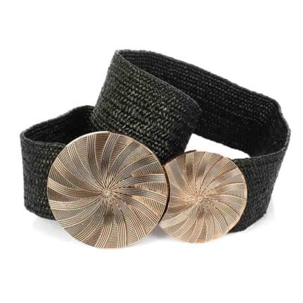 Női elasztikus öv dupla körcsattal, fekete