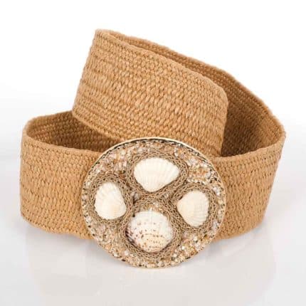 Női elasztikus öv kagylókkal, barna