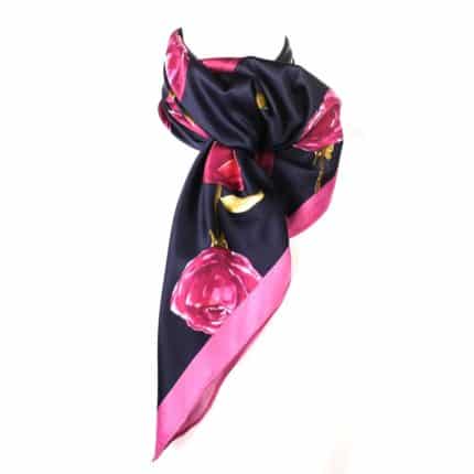 Tavaszi kendő mályva rózsával 85 x 85