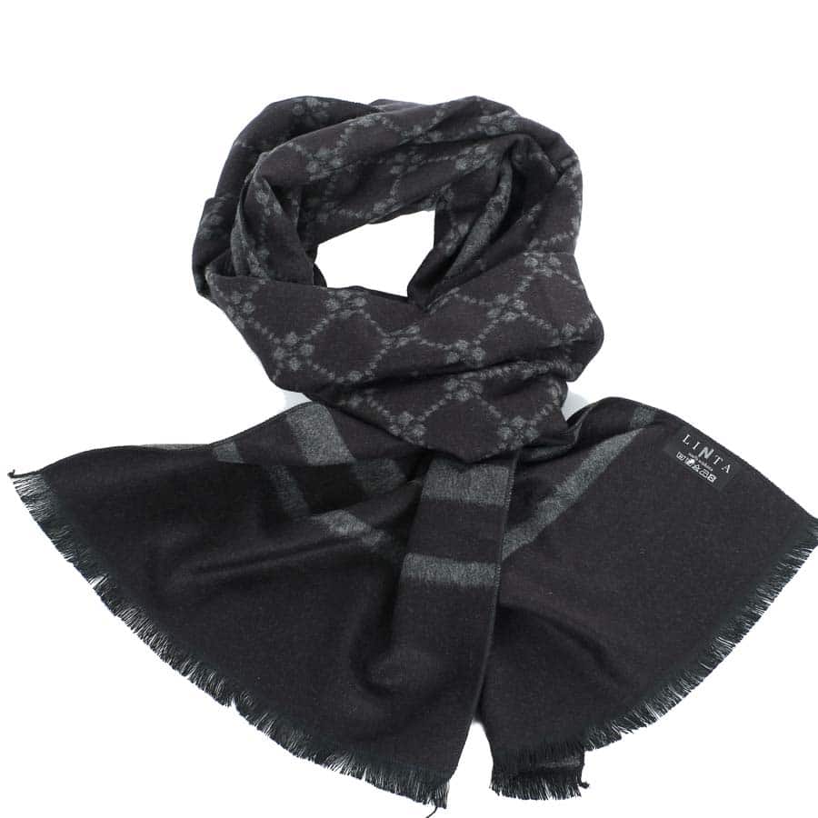 Férfi sál sötétszürke minta, Linta 32 x 180 (1) Férfi sál sötétszürke minta, Linta 32 x 180