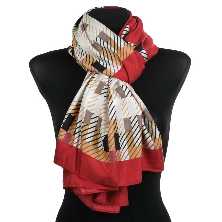 Női sál Jolban piros szürke minta 90 x 180 (1) Női sál Jolban piros szürke minta 90 x 180
