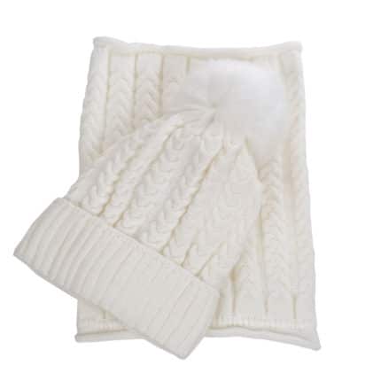 Női sapka és körsál, 30% gyapjú, krém, lengyel termék