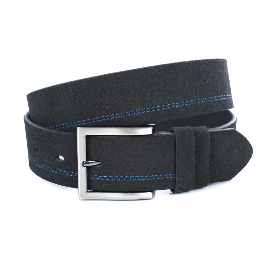 Bőr öv , fekete, kék varrás Bremi 860, lengyel (2) Bőr öv , fekete, kék varrás Bremi 860, lengyel