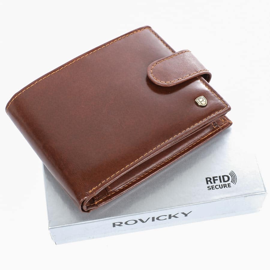 Férfi bőr pénztárca Rovicky N61L-RVT RFID barna (1) Férfi bőr pénztárca Rovicky N61L-RVT RFID barna