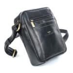 Férfi válltáska valódi bőr, fekete, Peterson TB117