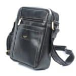 Férfi válltáska valódi bőr, fekete, Peterson TB117