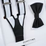 Nadrágtartó csokornyakkendővel Chattier fekete-fehér