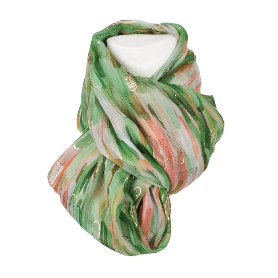 Tavaszi kendő Katier zöld arany 75 x 185 (1) Tavaszi kendő Katier zöld arany 75 x 185