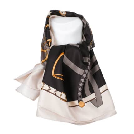 Tavaszi kendő fekete drapp minta, Versoli 90 x 90