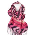 Tavaszi kendő rojtokkal fukszia arany 70 x 185