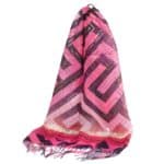 Tavaszi kendő rojtokkal fukszia arany 70 x 185