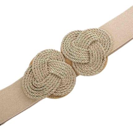 Női alkalmi öv rugalmas fonott dísszel arany