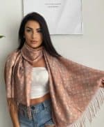 Női sál kétoldalas mintás-arany, 30% pamut