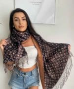 Női sál kétoldalas mintás-arany, 30% pamut