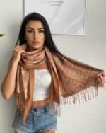 Női sál kétoldalas mintás-arany, 30% pamut