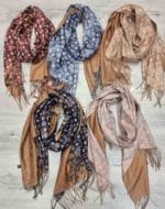 Női sál kétoldalas mintás-arany, 30% pamut