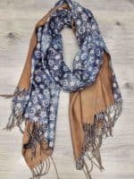 Női sál kétoldalas mintás-arany, 30% pamut