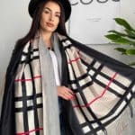 Női sál kockás mintával 50% kasmír