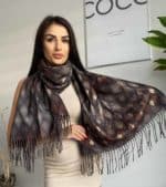 Női sál színes 20% gyapjú 77325 80 x 175 barna (1)