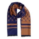 Férfi sál, kék-barna mintás, lengyel termék, Linta