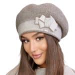 Női beret sapka masnival Kamea Amparo bézs