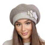 Női beret sapka masnival Kamea Amparo bézs
