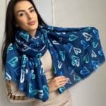 Női kendő szívekkel 50% pamut