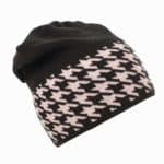 Női sapka mintás 30% gyapjú, fekete, lengyel termék